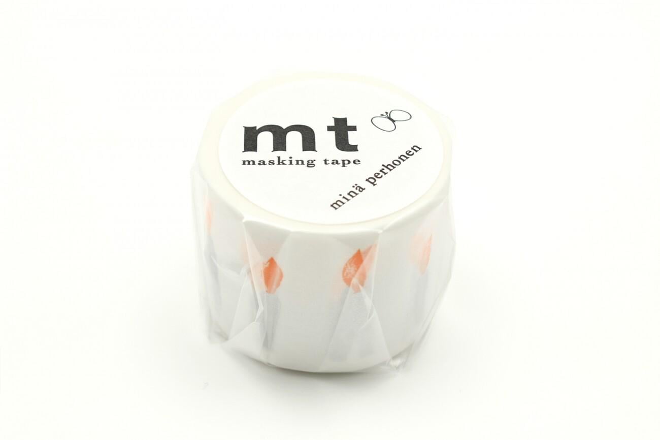 A white cylindrical container with a label that reads "mt masking tape mini pethonen".