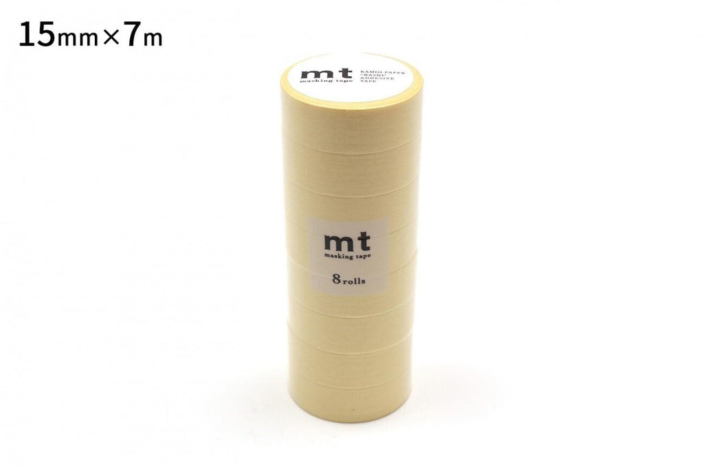 A stack of 7 rolls of masking tape, with a label indicating the size and brand.