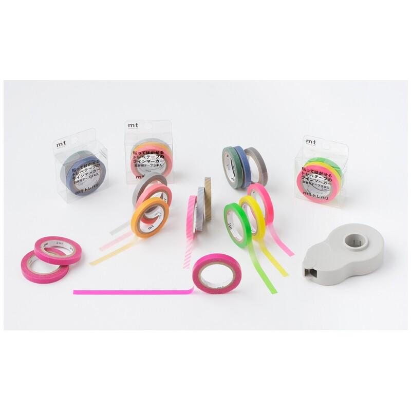a variety of colorful and transparent tape rolls, including pink, green, yellow, and blue ones, arranged on a white background.
