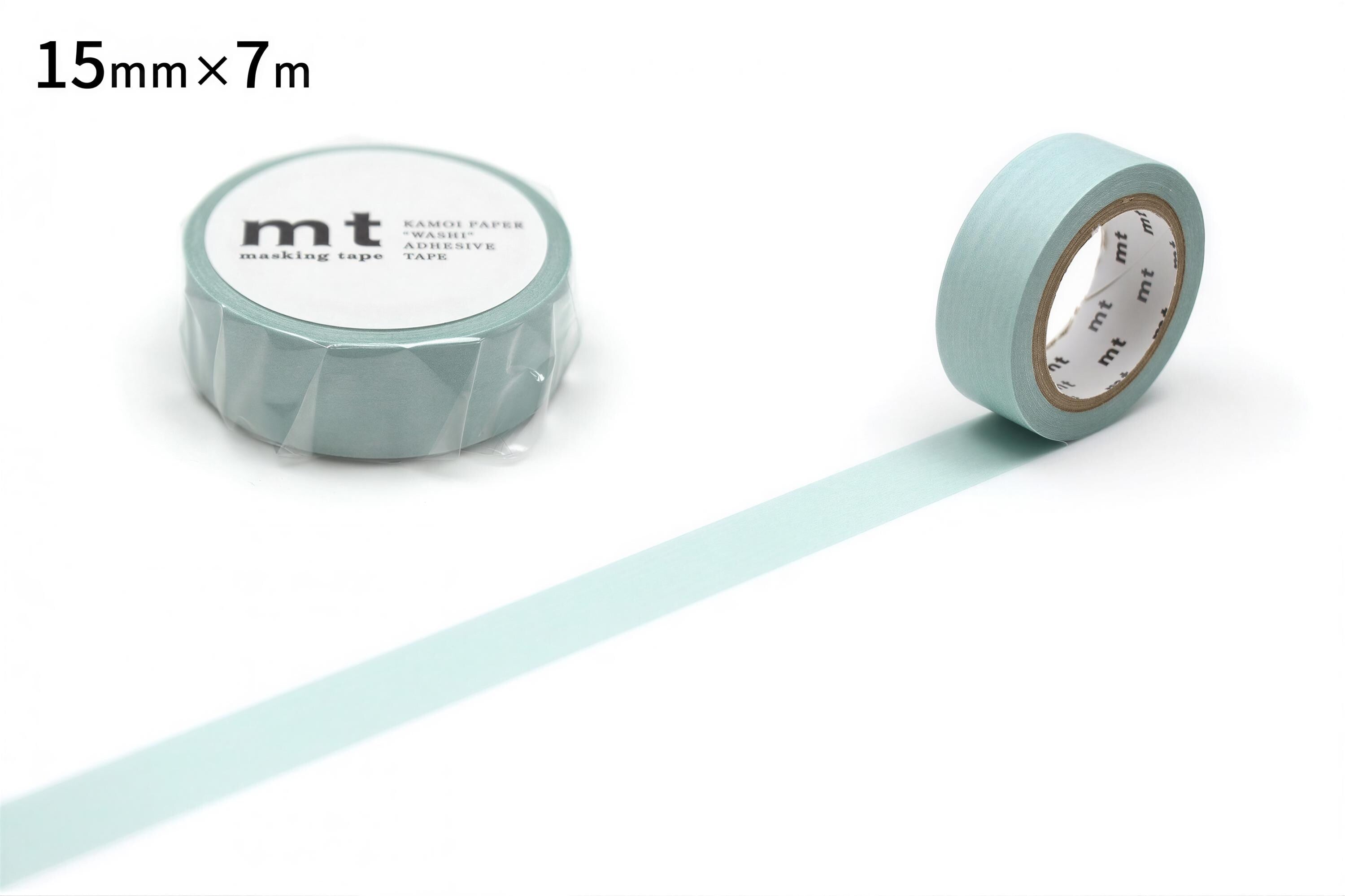a roll of light blue masking tape and a single roll of the same tape, both lying on a white background.