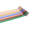 A collection of colorful, striped tape rolls arranged in a visually appealing manner.
