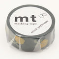 A roll of black and white masking tape with a floral pattern.