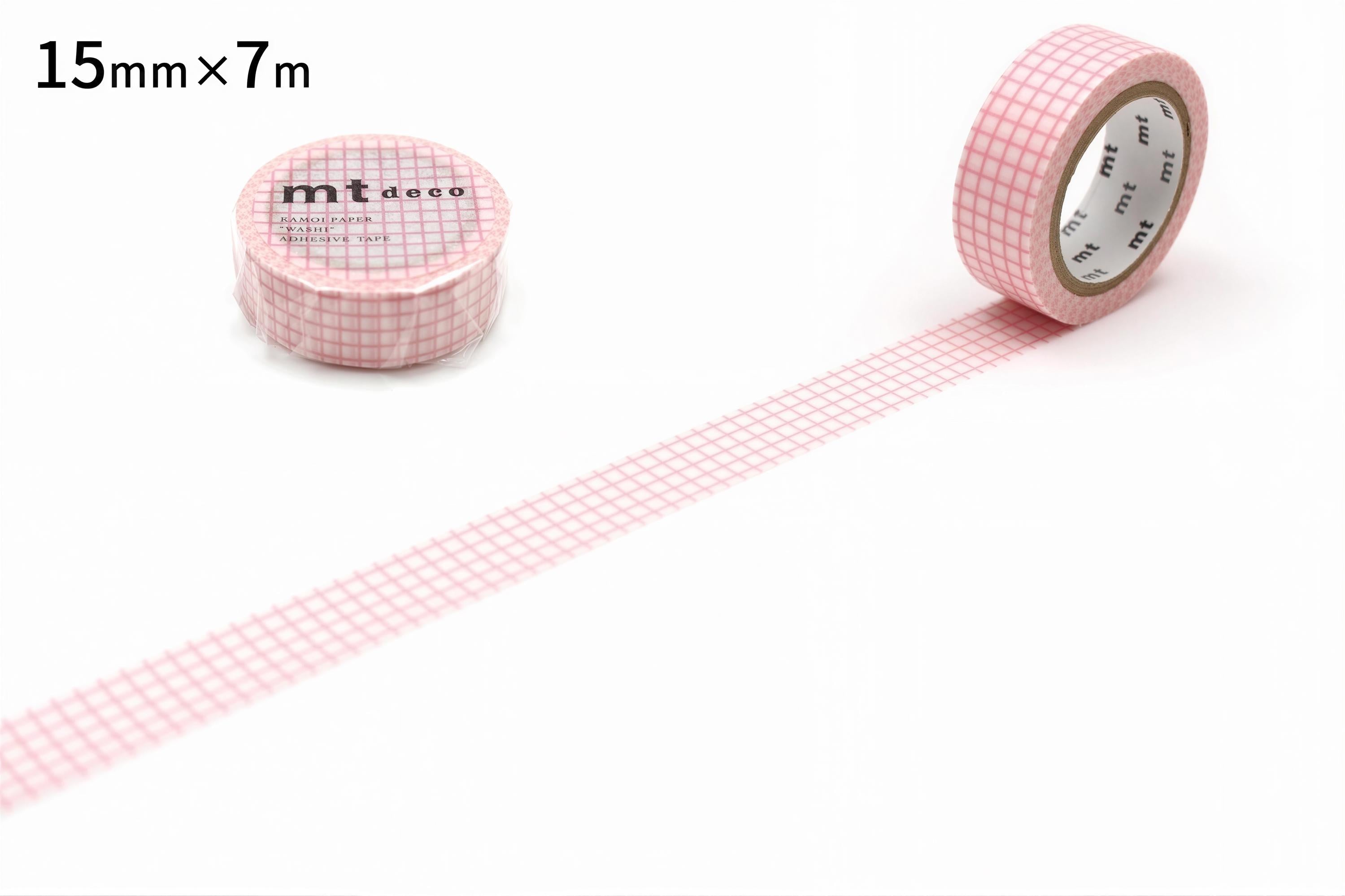 two rolls of pink and white checkered tape on a white background.