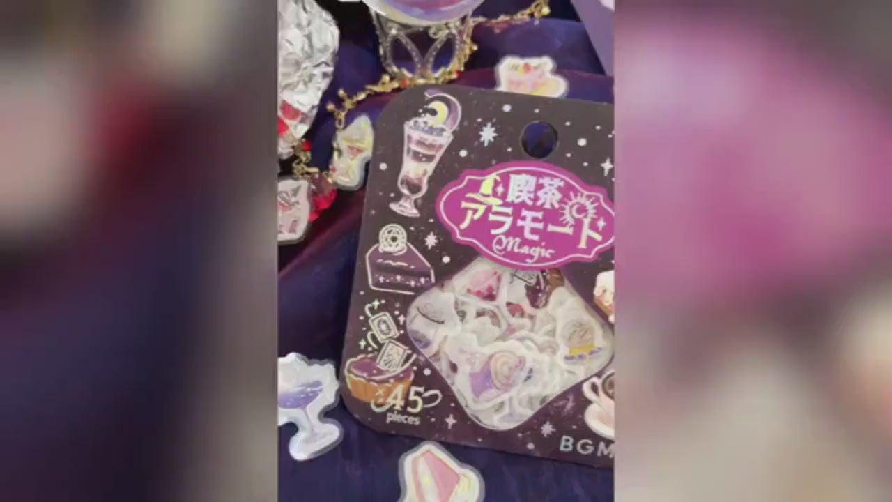 Foil-Pressed Washi Flake Stickers Set, Magic Cafe by BGM